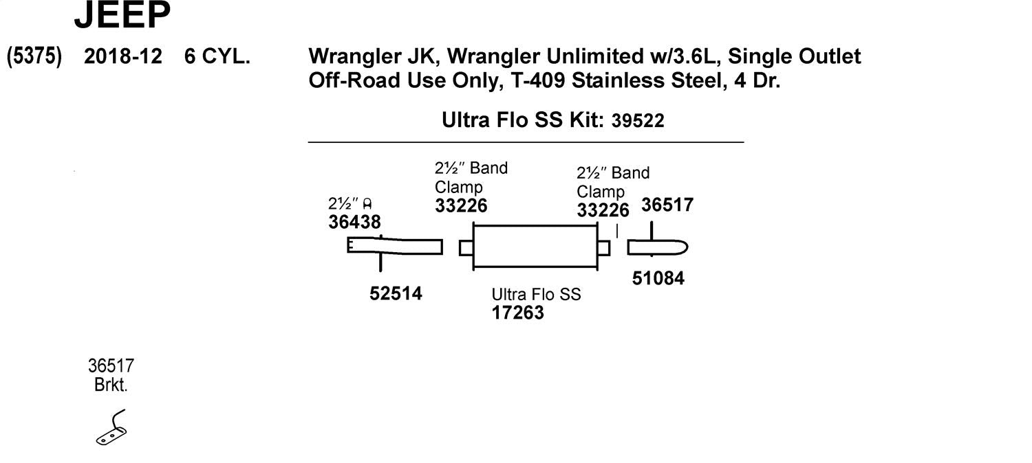 Exhaust Pipe Dynomax 52514 for Jeep Wrangler