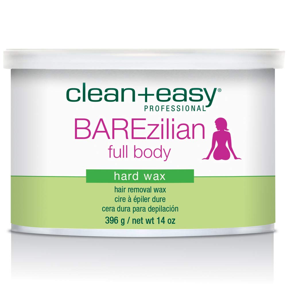 BAREzilian Clean + Easy Hard Wax, Non-Strip Hair Removal Depilatory Wax for Full Body, Bikini Brazilian Waxing, Great for Sensitive Skin - Ideal for Women and Men, 14 oz