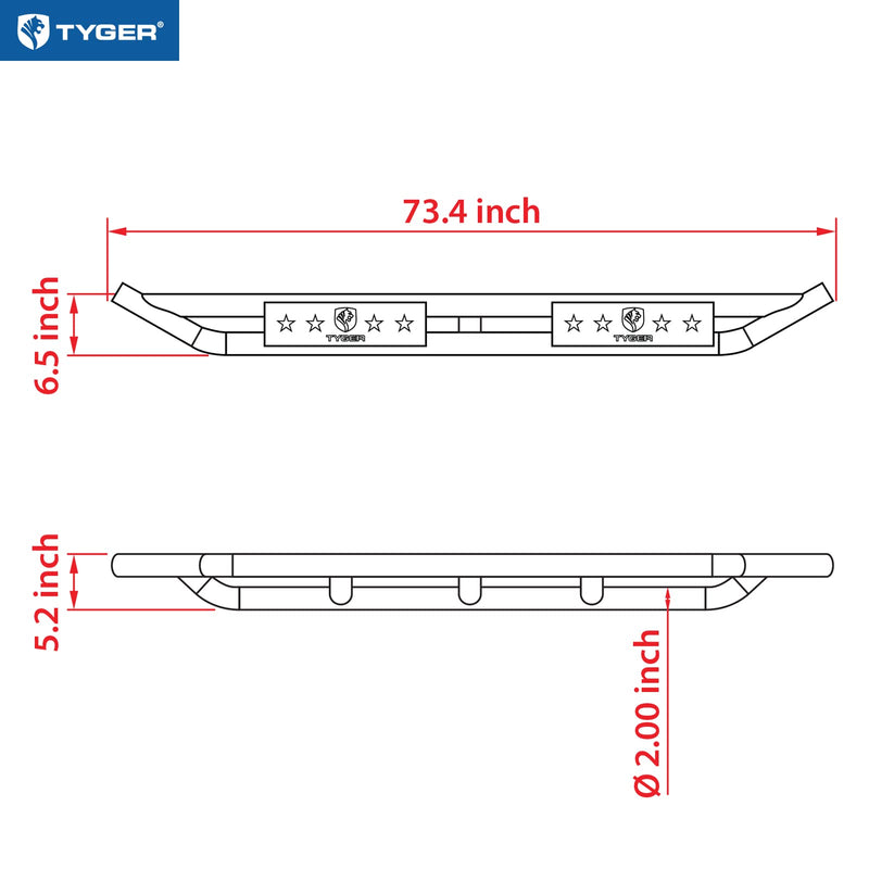 Tyger Auto Compatible Star Armor with 2019-2024 Ram 1500 Quad Cab TG-AM2D20638 Side Step Rails Nerf Bars Running Boards