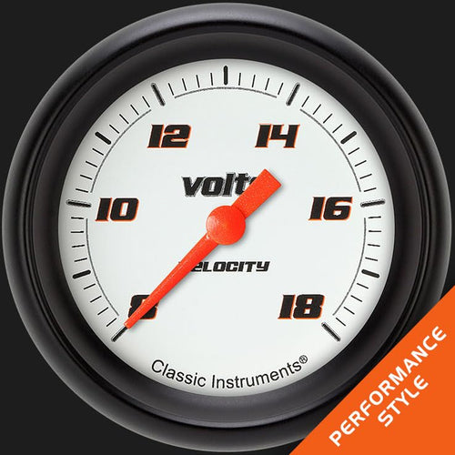 Velocity White Classic Instruments 2 5/8" Volt Gauge Full Sweep VS330WBPF