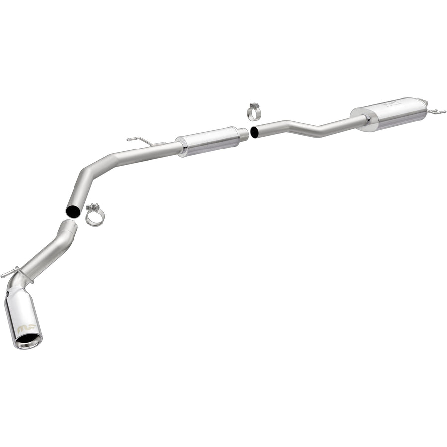 Cat-Back MagnaFlow Performance Exhaust System 19364 - Street Series, Stainless Steel 2.5in Main Piping, Single Passenger Side Rear Exit, Polished Finish 4in Exhaust Tip - Truck Performance Exhaust Kit