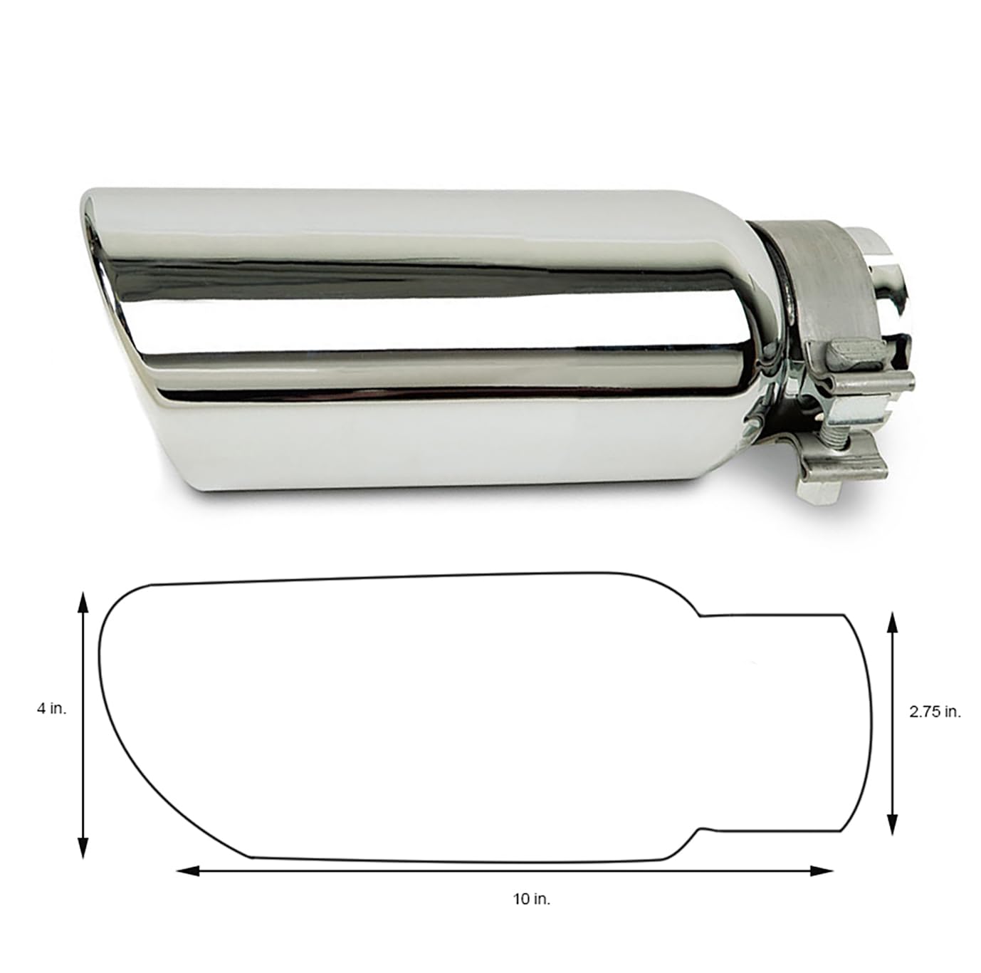 Exhaust Muffler Tip Black Horse, 3" inlet,4" outlet and 10" Length Single Wall Stainless Steel Compatible with All Cars, Trucks and SUVs-MT-RR01SS