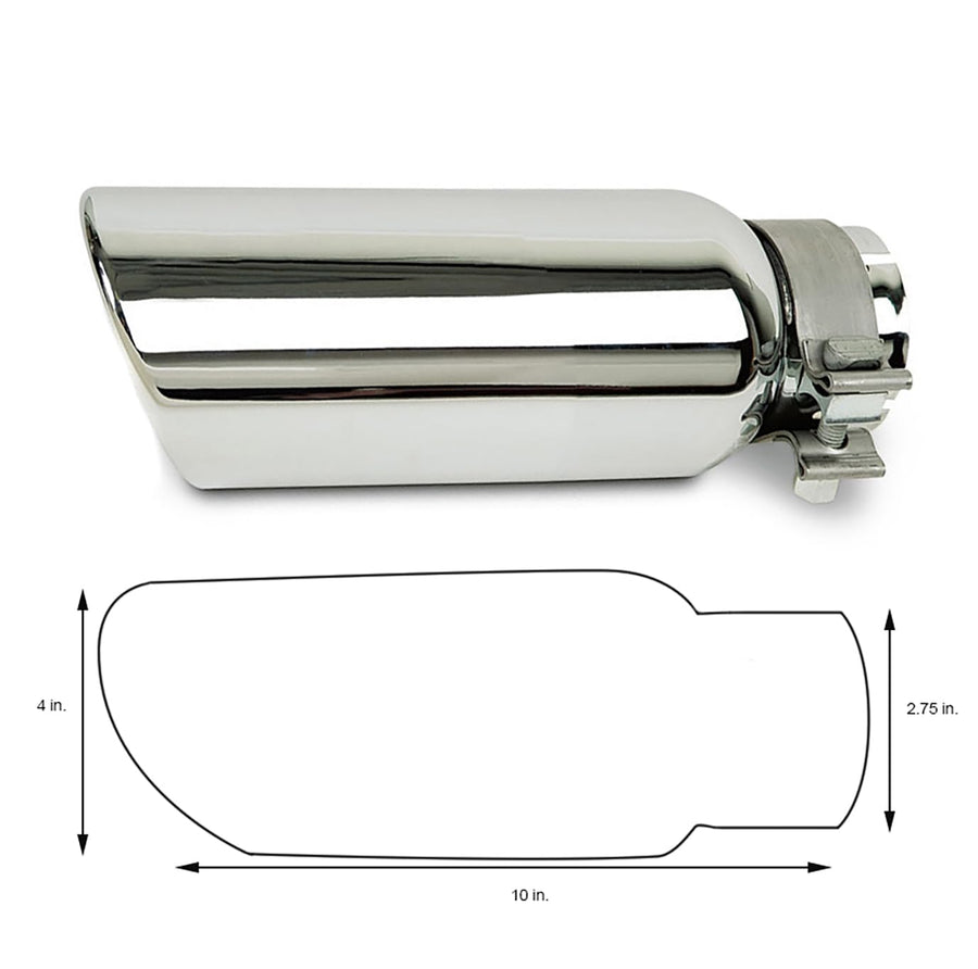 Exhaust Muffler Tip Black Horse, 3" inlet,4" outlet and 10" Length Single Wall Stainless Steel Compatible with All Cars, Trucks and SUVs-MT-RR01SS
