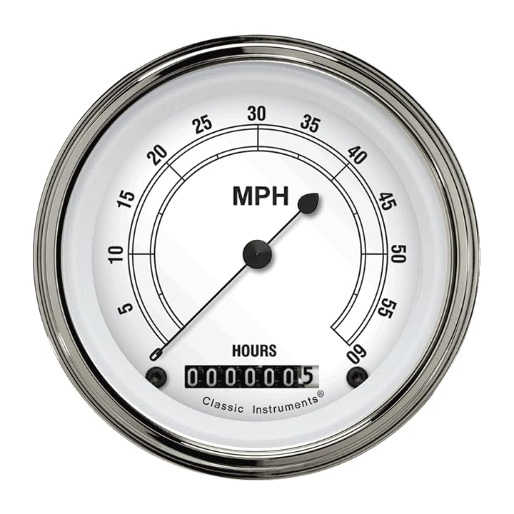 Classic Instruments Low Speed Classic White Speedometer