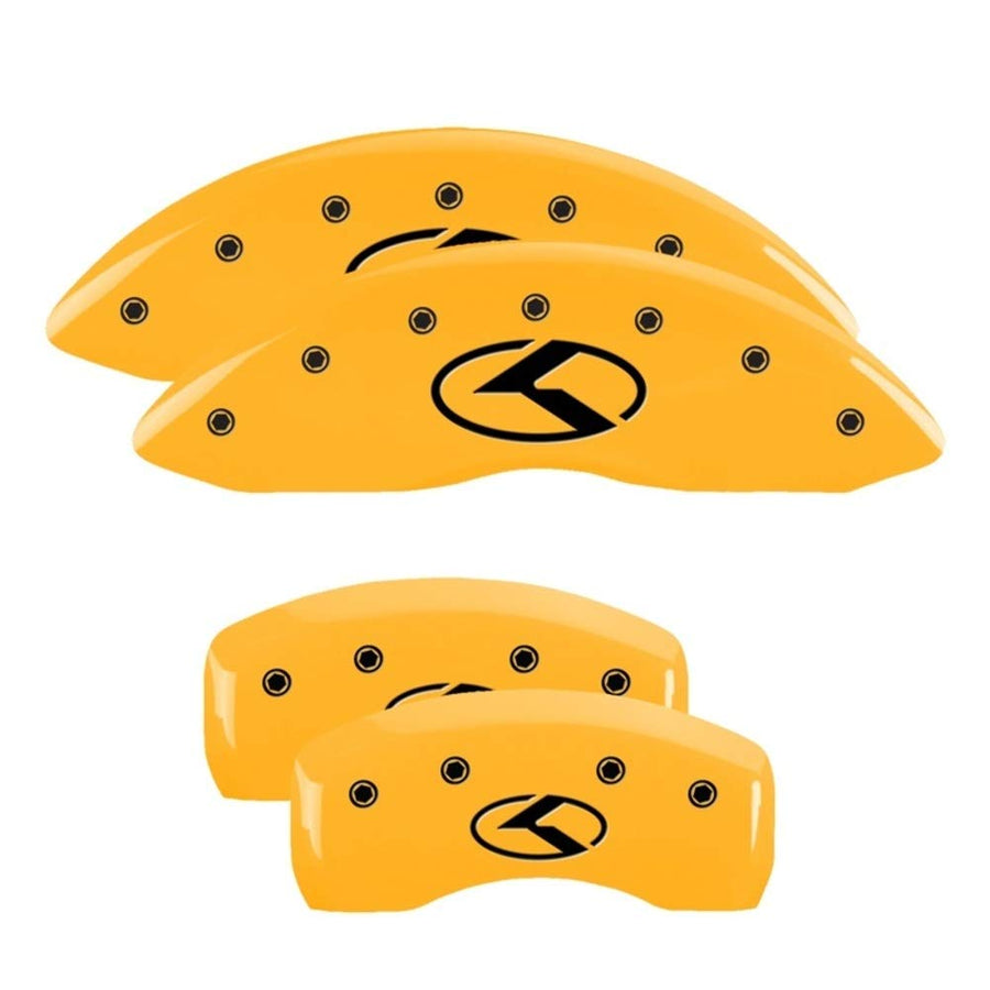 Brake Caliper Covers MGP - Compatible with 2018-2025 Honda Accord (Requires 17"+ Wheels) Yellow Powder-Coated Finish, 4PCS Front and Rear (Honda/H Engraving)