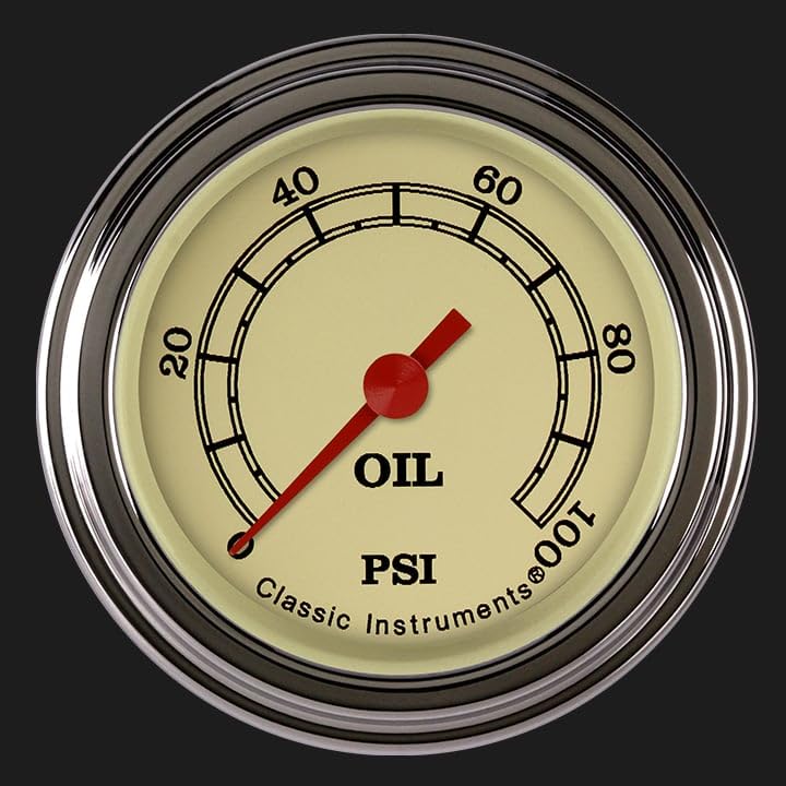 Vintage Classic Instruments VT181SLF 2-1/8" Oil Pressure Gauge 100 PSI