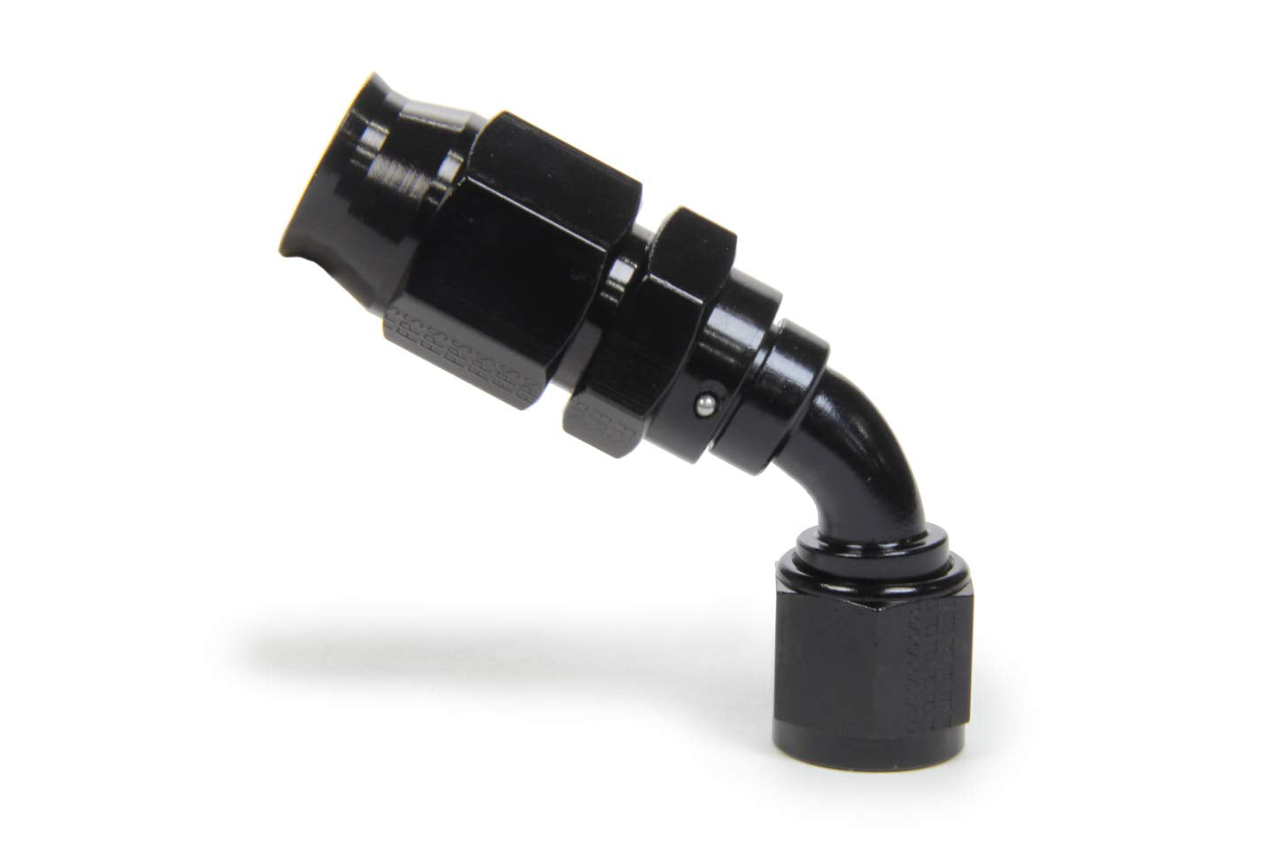 FRAGOLA Race-Rite Fitting, Hose End, PTFE Hose, 60 Degree, 8 an Hose to 8 an Female, Swivel, Aluminum, Black, Each