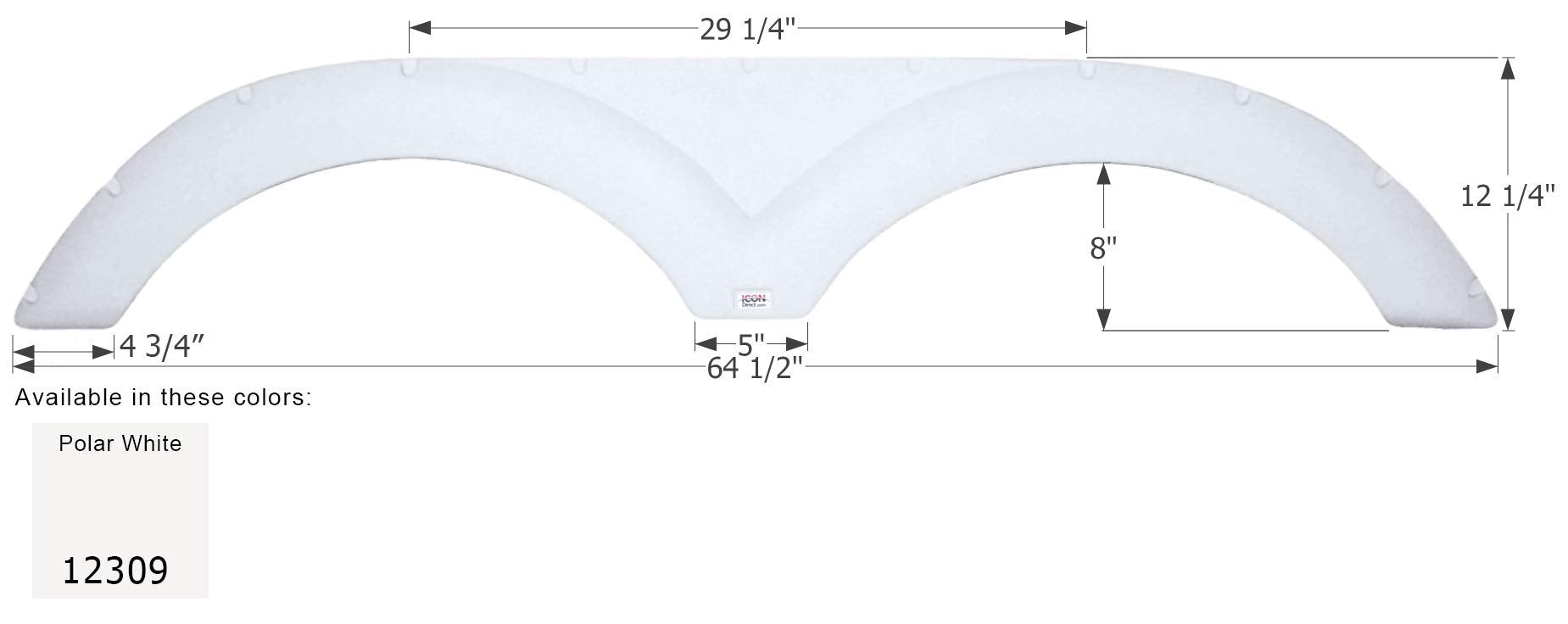 Tandem Axle Fender Skirt ICON 12309 for Cruiser - Polar White