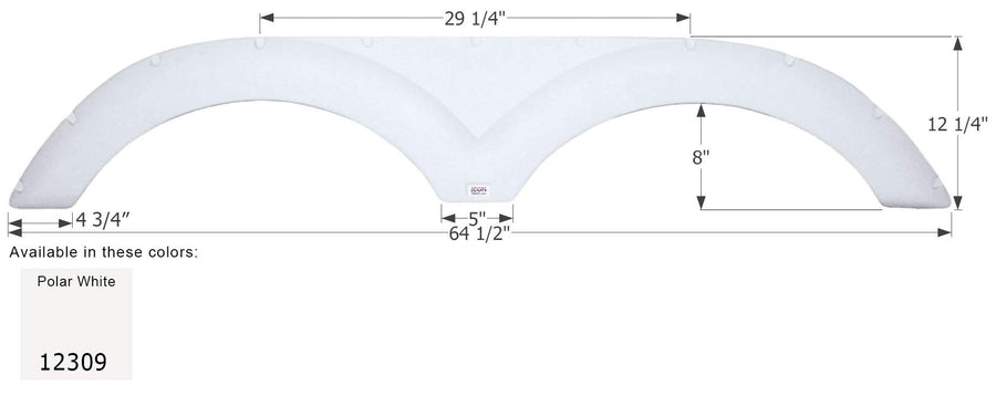 Tandem Axle Fender Skirt ICON 12309 for Cruiser - Polar White
