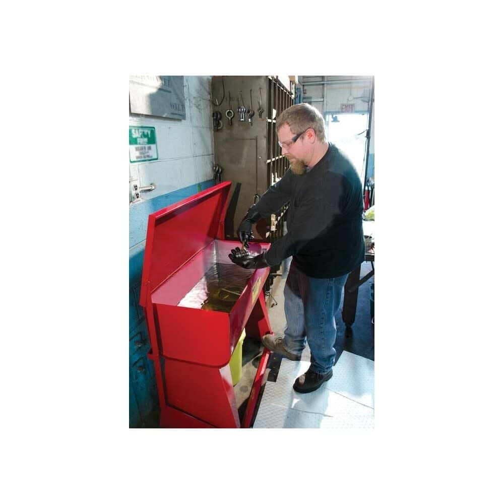18-Gauge Justrite Coated Steel Floor Standing Rinse Tank, 22 Gallon Capacity, 35-1/4" Length x 16" Width x 12" Depth, Red