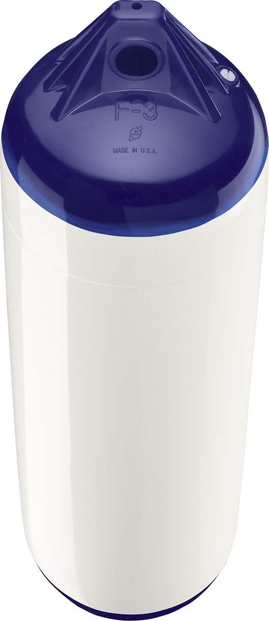 F-Series Polyform Boat Fender F-10 Standard Blue Ropehold - White