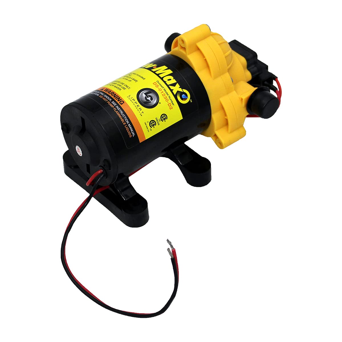 Flow Max Lippert Components 12V RV Water Pump, 3.0 GPM, 50 PSI, 9.5 Max Amp, Self-Priming, Screen Filter Included - 689052