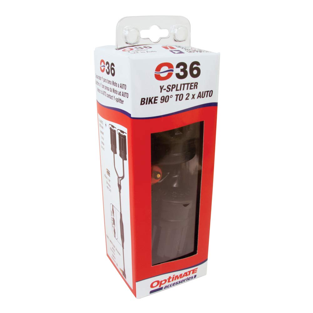 TECMATE Optimate O-36 Cable, Y-Splitter, Bike 90° Plug, 2 x AUTO Socket