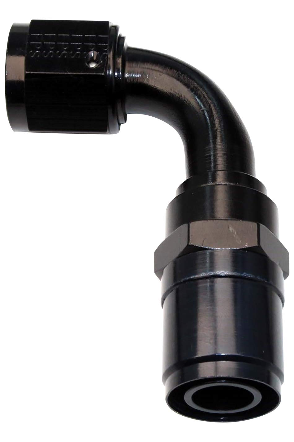 FRAGOLA Hose End Fitting, Crimp-On, 90 Degree, 6 an Hose Crimp to 6 an Female, Aluminum, Black Anodize, Each