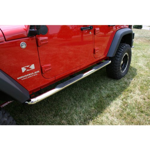 Rugged Ridge Tube Side Step Kit, 3 Inch, Round, Stainless; 07-18 Wrangler, 4 Door 11593.06