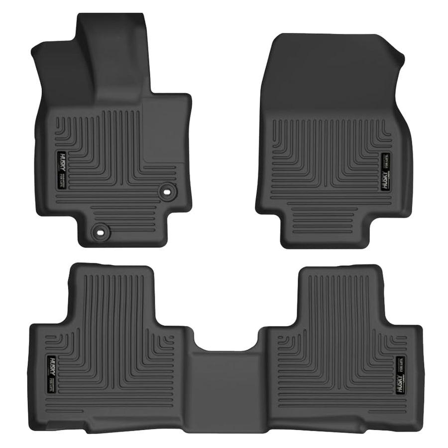 Husky Liners Floor Mats Weatherbeater | Fits 2020-2025 Toyota Highlander | Front & 2nd Row, 3-pc Black - 95791