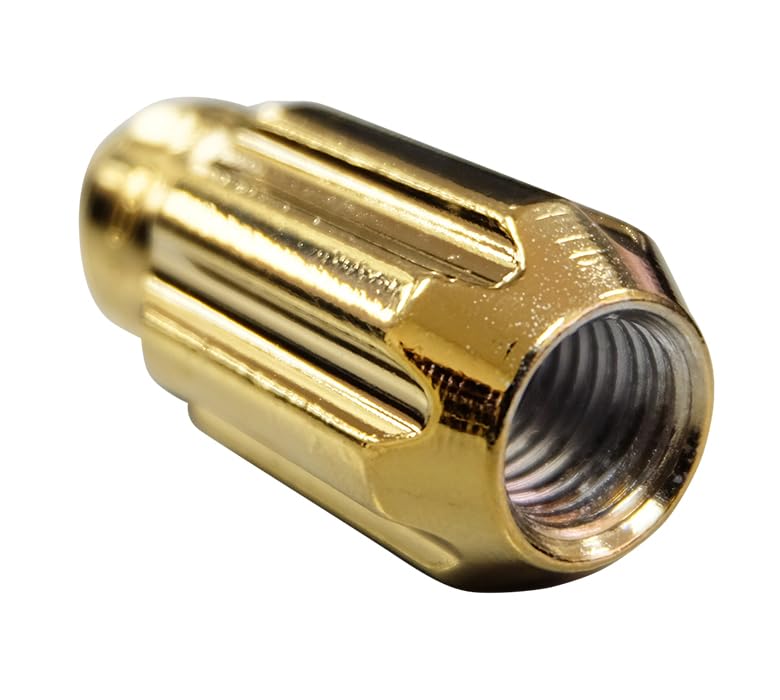 NRG Innovations M12 x 1.25 Steel Lug Nut Set NRG-LN-LS510CG-21 Bullet Shape, Anodized Finish 21 Pc Chrome Gold with Lock Key