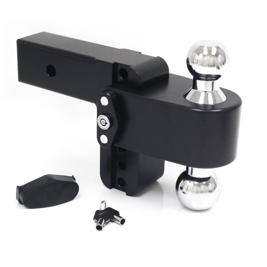 Weigh Safe CTB425CERBLA, 180 Hitch 4" Drop w/ 2.5" Shank/Shaft, Adjustable Aluminum Trailer Hitch & Ball Mount, Chrome Plated Combo Ball (2" & 2-5/16") & a Double-pin Key Lock CERAKOTE Black