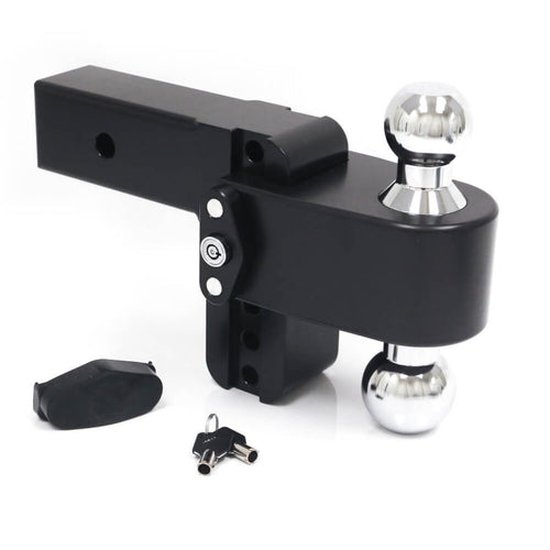 Weigh Safe CTB425CERBLA, 180 Hitch 4" Drop w/ 2.5" Shank/Shaft, Adjustable Aluminum Trailer Hitch & Ball Mount, Chrome Plated Combo Ball (2" & 2-5/16") & a Double-pin Key Lock CERAKOTE Black