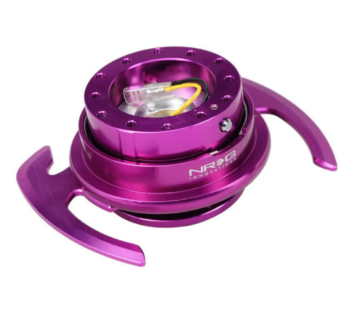 NRG Innovations GEN 4.0 NRG-SRK-700PP Steering Wheel Quick Release Kit Adapter, 6x70 and 6x74mm Bolt Patterns Purple Body/Purple Ring With Handles