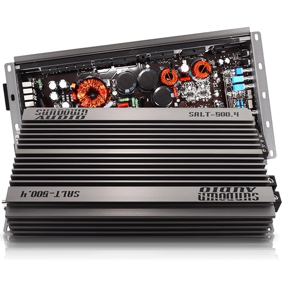 Sundown Audio 4-Channel SALT-500.4 Full-Range Amplifier - 500W x 4 @ 4? / 700W x 4 @ 2? RMS - Class D Car Audio Amp with Low-Voltage Technology, Advanced Filters, and Protection Circuitry