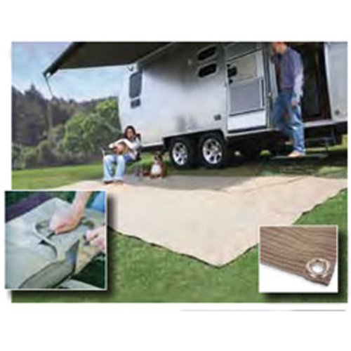 Camco Reversible Durable RV Camper Awning Mat with Carry Bag - Helps Avoids Dirt from Being Tracked - Perfect for Campsites, Beaches, Picnics 7' X 15'- Gray (42812)