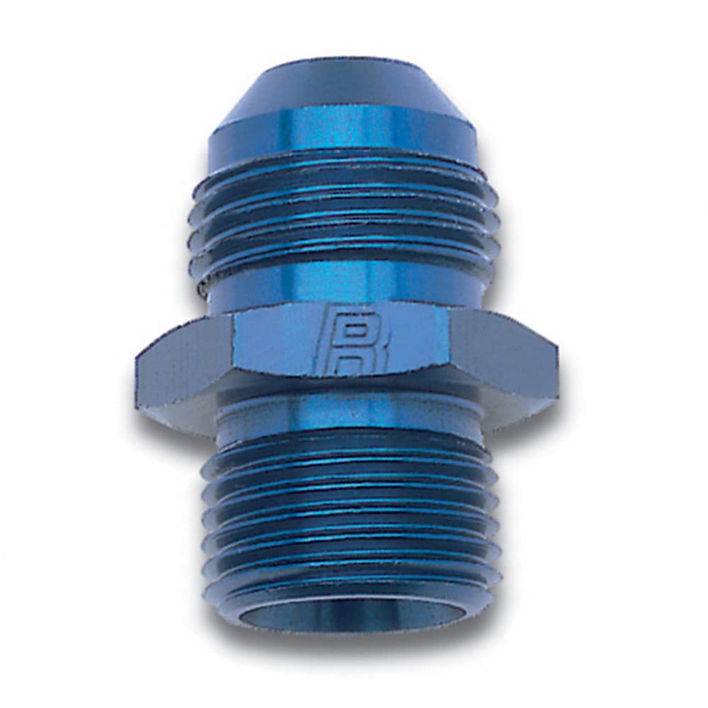 Edelbrock Adapter Fitting 670440 #4 An Male Flare To 12Mm X 1.5 Male Blue Anodized