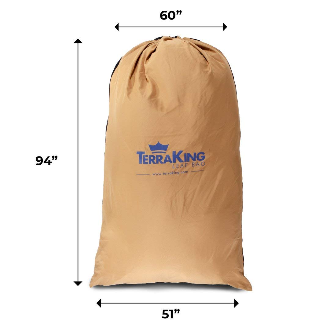 54 Cu. Ft. Pro Leaf Bag TerraKing - 120-inch Opening – For 2 Bag Material collection systems – Ride-On Lawnmowers - Heavy Duty Material – Nylon Bottom - Fast & Easy Leaf Collection [ST95084], Tan
