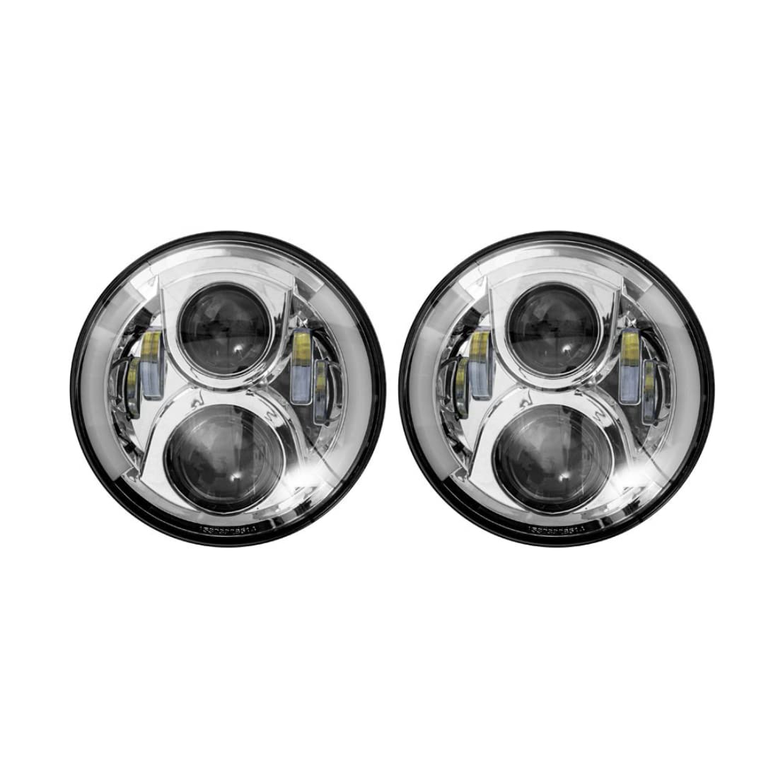 Jeep Metra - Headlight with Partial Halo - 7" Light - Silver, LED Headlight Replacements (JP-703S)