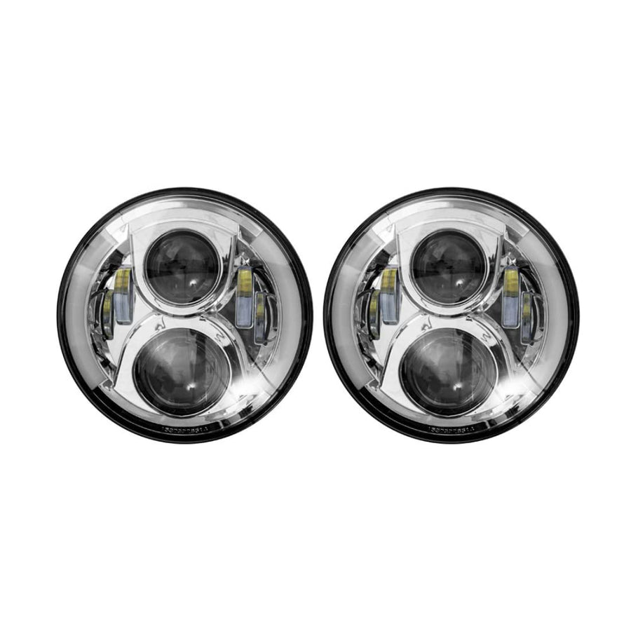 Jeep Metra - Headlight with Partial Halo - 7" Light - Silver, LED Headlight Replacements (JP-703S)