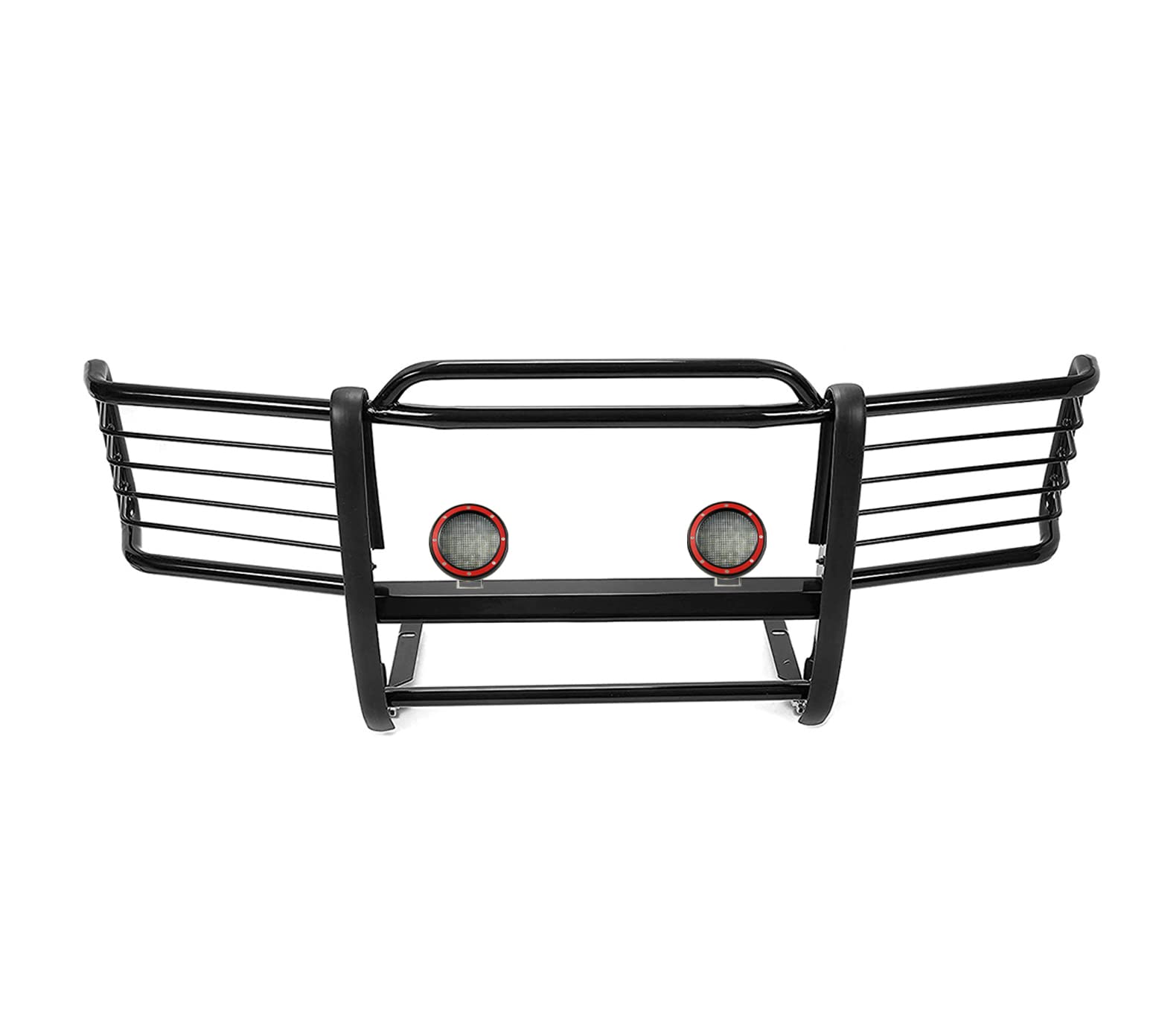 Bumper Guard Black Horse Grille brush Modular Come With Pair of 5.3"LED Lights Compatible with 1995-1998 Silverado|1999 Suburban 1500|1995-1999 Tahoe|88-98 Sierra 1500|92-99 Yukon-17GJ23MA-PLFR