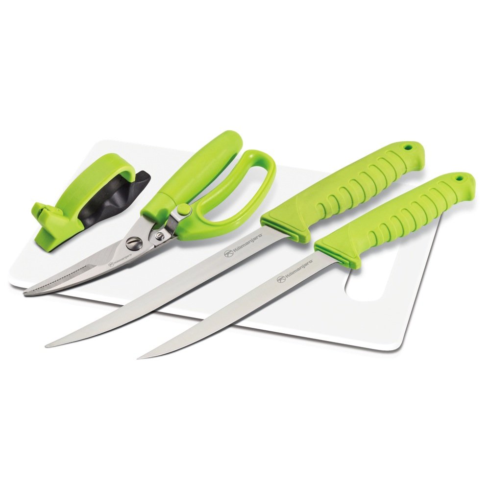5-Piece Kilimanjaro Fishing Knife Set with Cutting Board, Green