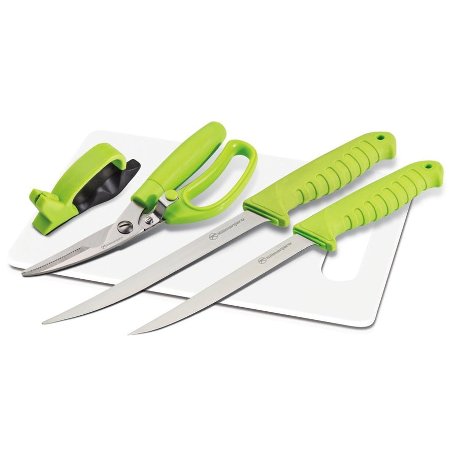 5-Piece Kilimanjaro Fishing Knife Set with Cutting Board, Green