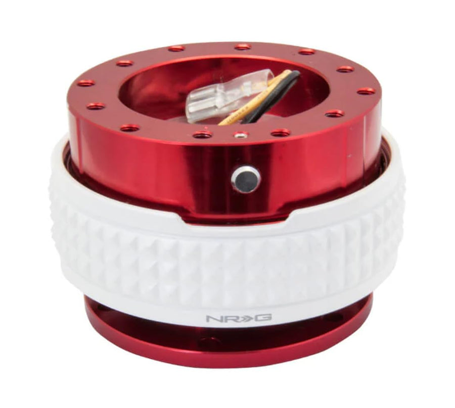 NRG Innovations Gen 2.1 NRG-SRK-210RD-GL Race Steering Wheel Quick Release Kit Adapter, Red Body/Glow in the Dark Pyramid Ring