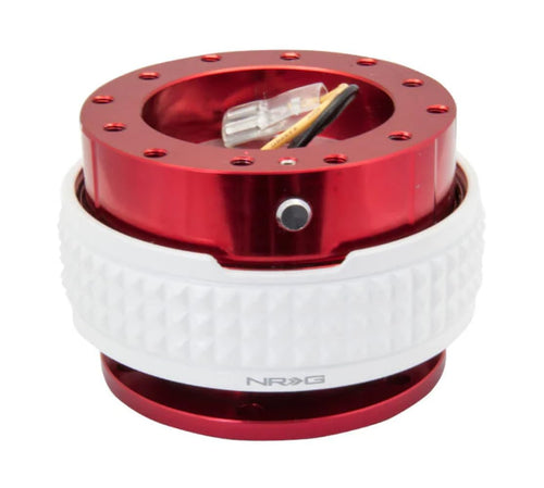 NRG Innovations Gen 2.1 NRG-SRK-210RD-GL Race Steering Wheel Quick Release Kit Adapter, Red Body/Glow in the Dark Pyramid Ring