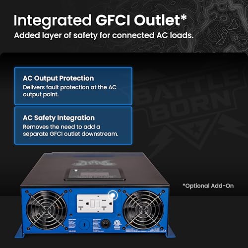 2000W Battle Born Inverter - Pure Sine Wave AC Power with High Surge Capability - Built for RV, Marine, Solar, & Off-Grid Power Systems