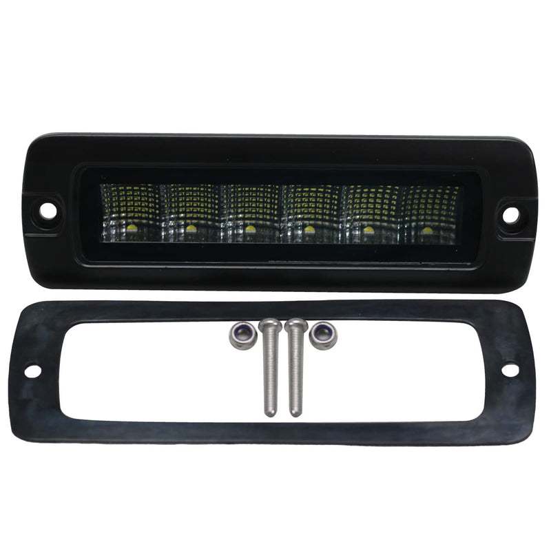 Race Sport Lighting 30-Watt Off-Road Light Fit 7in Roadrunner Compliant IP67 Flush Mount 3,000lm Aux Flood Light RS7TEMPFM-F