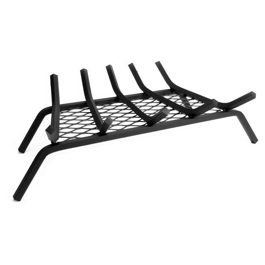 1/2" Solid Steel Pleasant Hearth Fireplace Grates With Ember Retainer, Black, 24-Inch