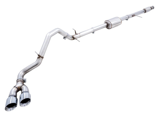4th Gen GM 1500 AWE Tuning 5.3L 0FG Catback Dual Side Exit (Flat Bumper) - Chrome Tips - 3015-22207