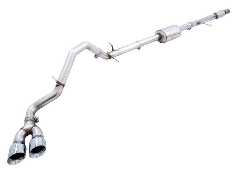 4th Gen GM 1500 AWE Tuning 5.3L 0FG Catback Dual Side Exit (Flat Bumper) - Chrome Tips - 3015-22207