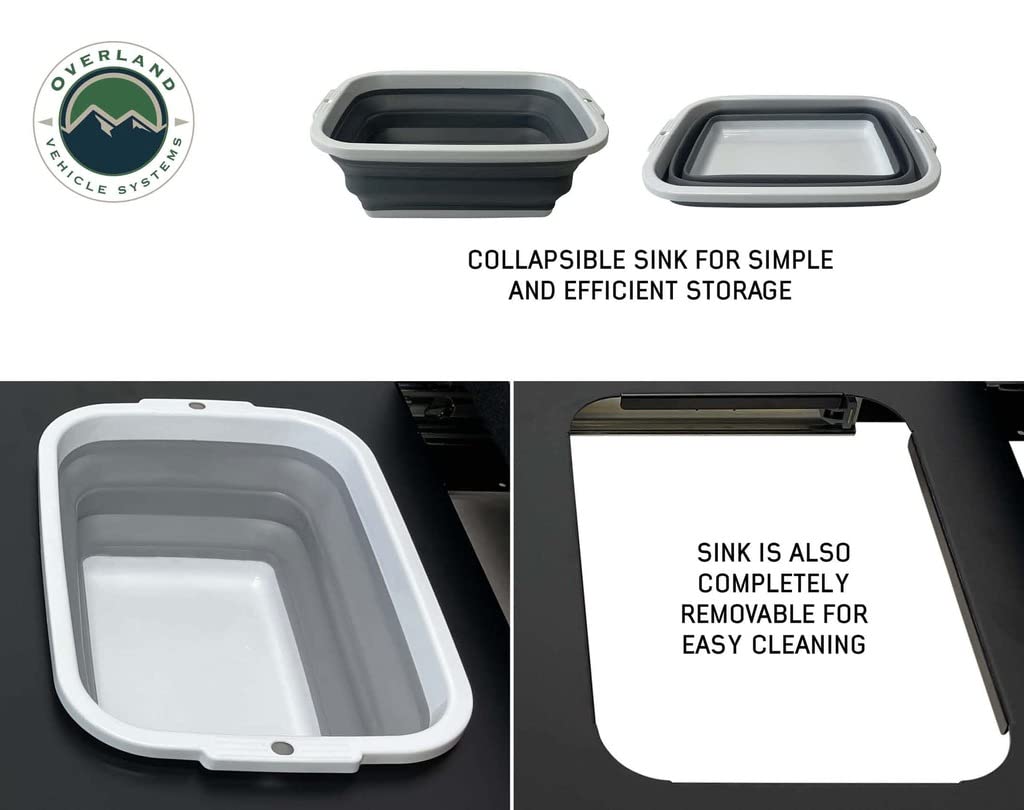 Camp Cargo Box Kitchen Overland Vehicle Systems with Slide Out Sink, Cooking Shelf and Work Station - Aircraft Grade Aluminum with Stainless Steel Hardware - for SUV, Truck, or Trailer