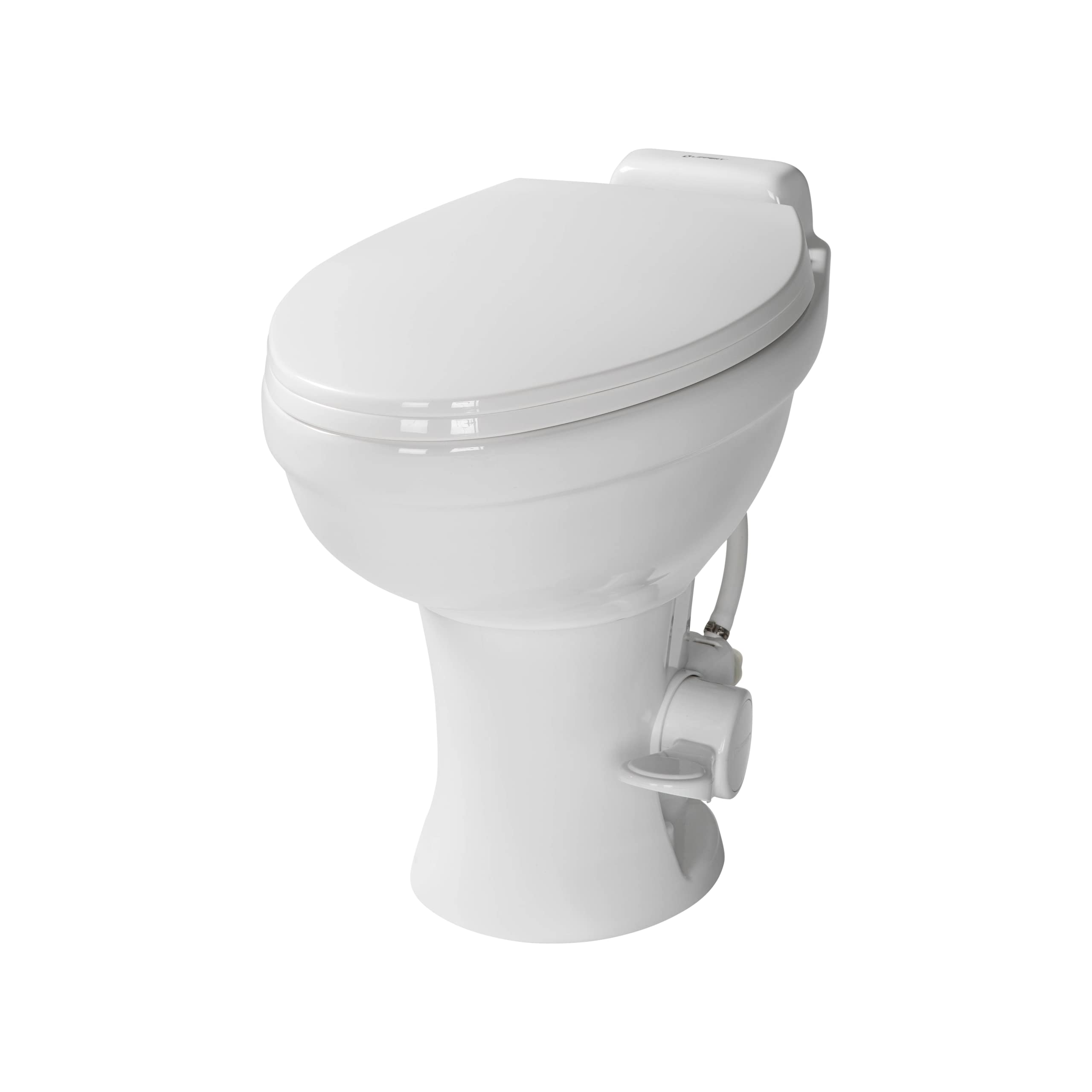Lippert RV Toilet Flow Max with Elongated Ceramic Bowl, 18" Standard Profile, Full-Size Residential Seat, Easy-Close Lid, Efficient Flush - 2022113192