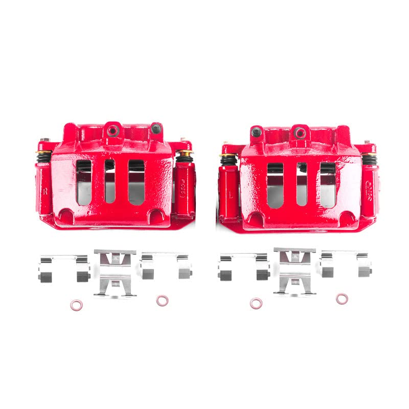 Power Stop S4734 Front Pair of High-Temp Red Powder Coated Calipers