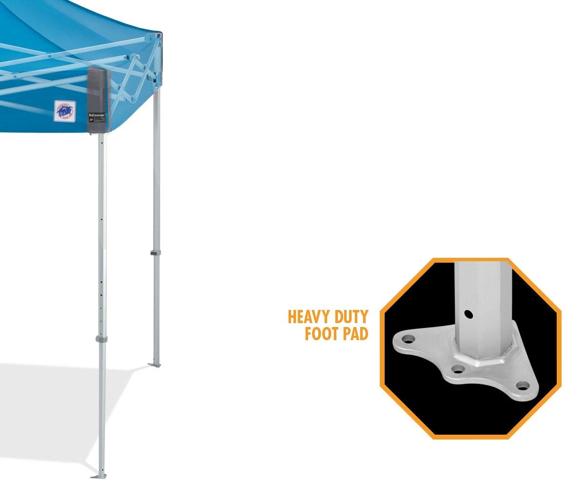 E-Z UP Instant Shelter Endeavor Canopy, 10' x 10', Octagonal-Legged Aluminum Frame, Professional Grade Gray Top, 100 Sq' of Shade