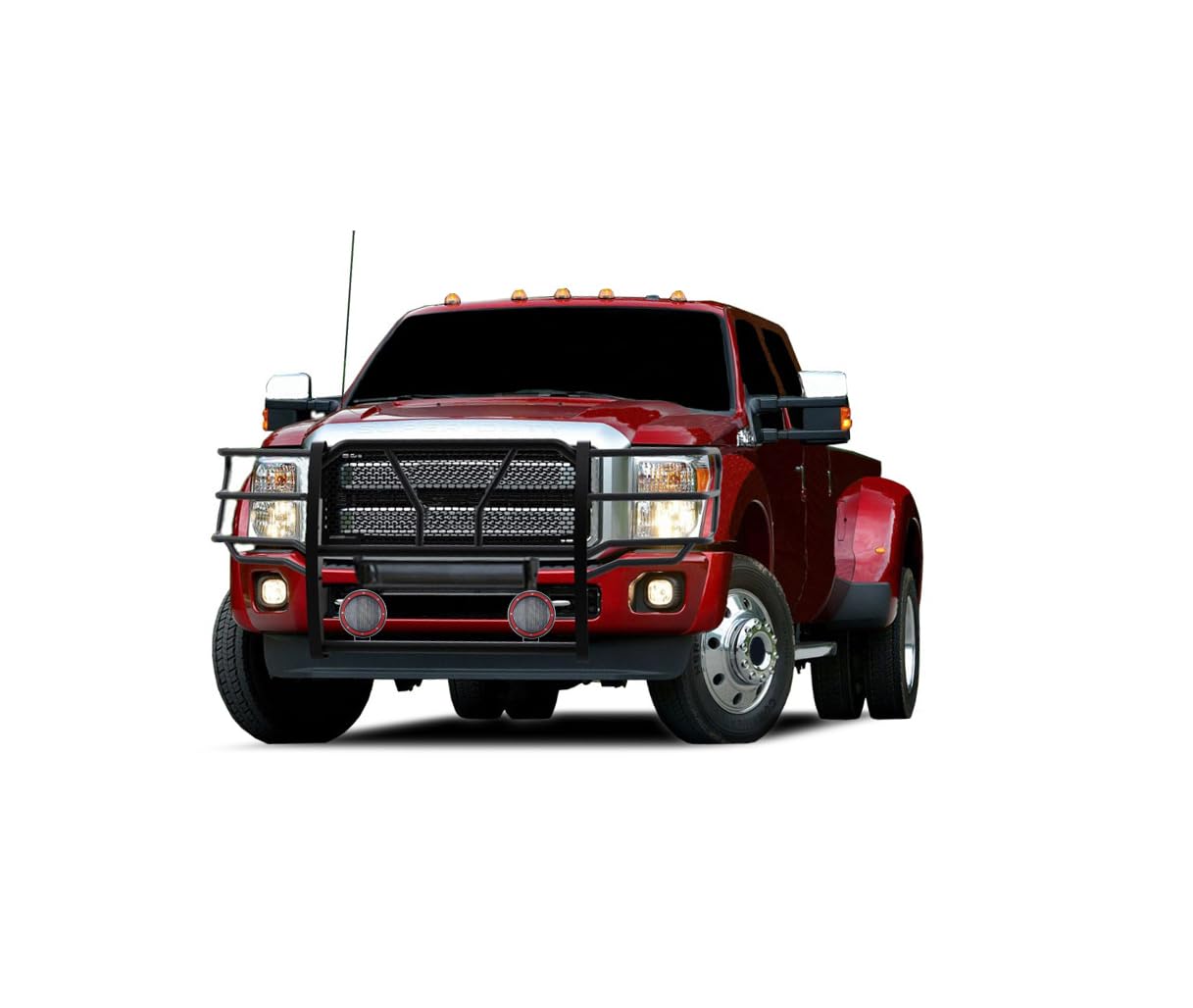 Heavy Duty Black Horse RUGGED Grille Brush Bumper Guard Modular Come With Pair of 5.3"LED Lights Compatible with 2011-2016 Ford F-250/Ford F-350/Ford F-450/Ford F-550 Super Duty-RU-FOF211-B-PLFR