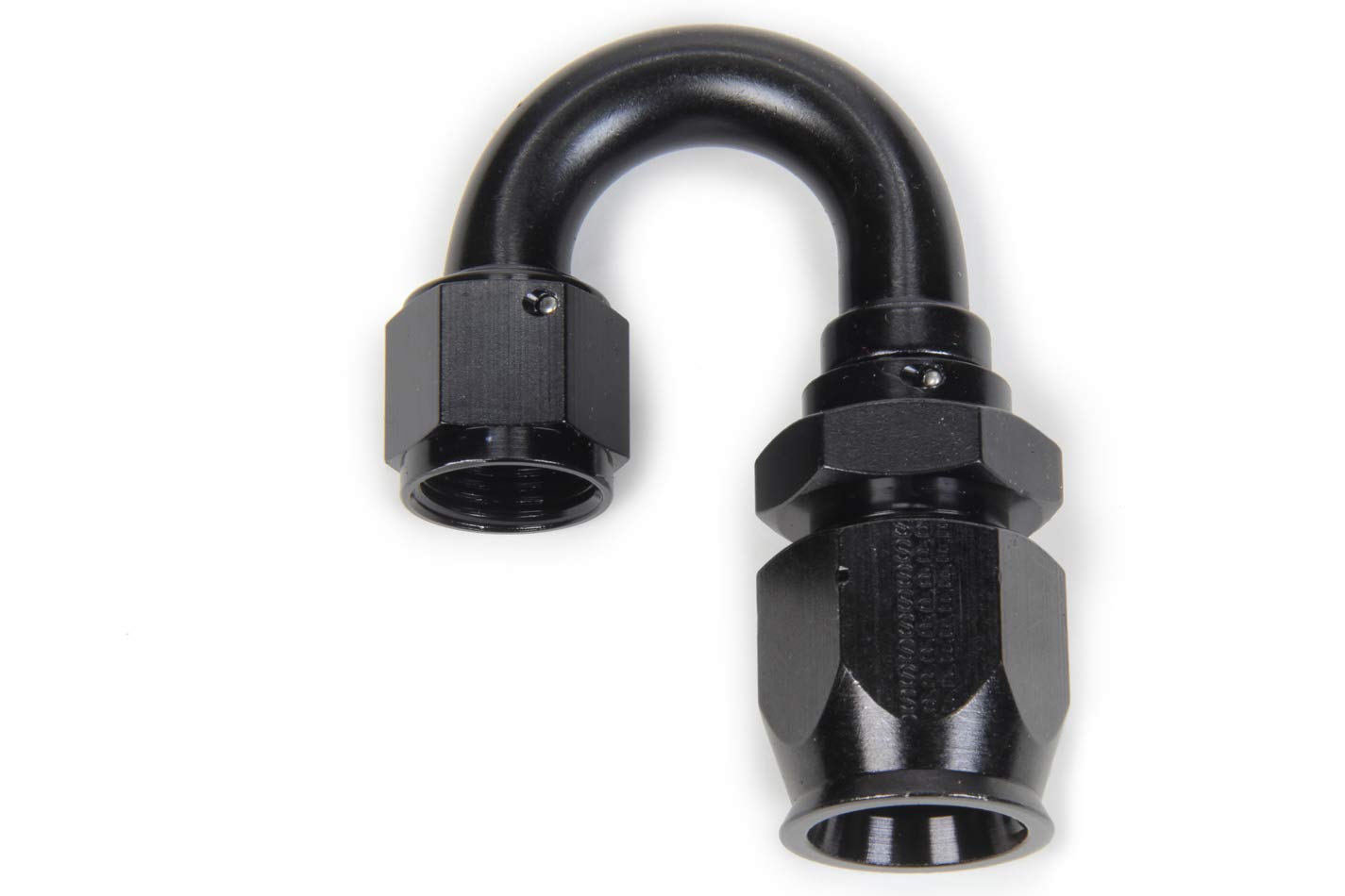 Fragola Fitting, Race-Rite Hose End, PTFE Hose, 180 Degree, 10 an Hose to 10 an Female, Swivel, Aluminum, Black, Each