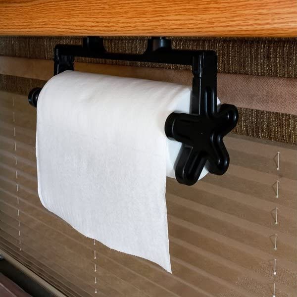 Camco Pop-A-Towel- Paper Towel Holder Mountable or Portable Dispenser, Keep Paper Towels Clean, Conserve Space in Your RV Kitchen (Black) (57113)