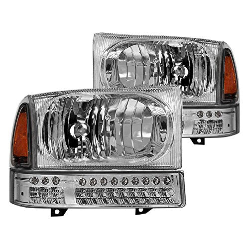 Headlight Xtune HD-JH-FF25099-SET-LED-C (Ford F250 F350 F450 Superduty Excursion 99-04 OEM Style s With Full LED Bumper Lights - Chrome)