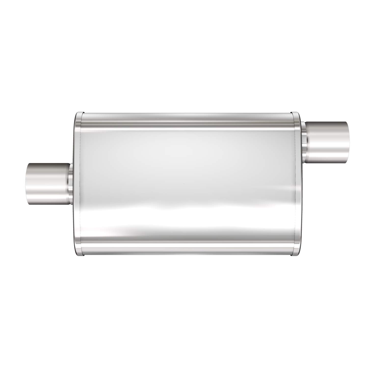 Performance MagnaFlow Exhaust Muffler 13214: 2"/2" Inlet/Outlet, 4x9x14" Oval, Stainless Steel, Satin Finish