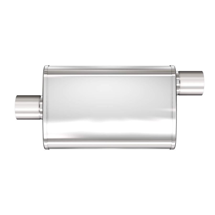 Performance MagnaFlow Exhaust Muffler 13254: 2"/2" Inlet/Outlet, 4x9x18" Oval, Stainless Steel, Satin Finish